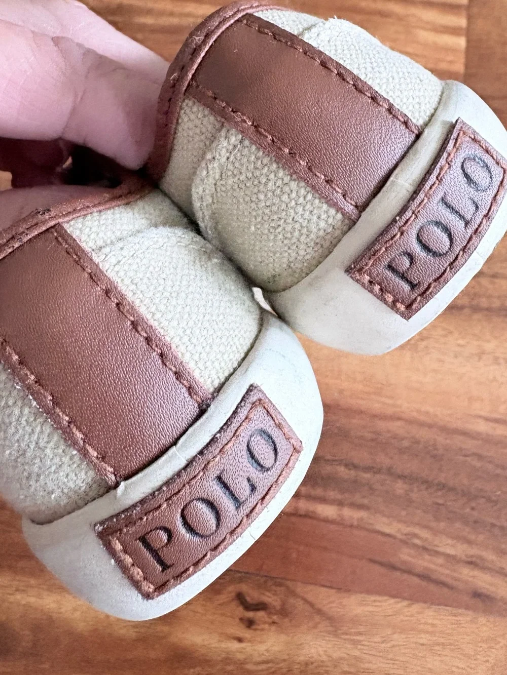 Ralph Lauren Polo Toddler Boys Khaki Canvas Double Velcro Shoes Size 5